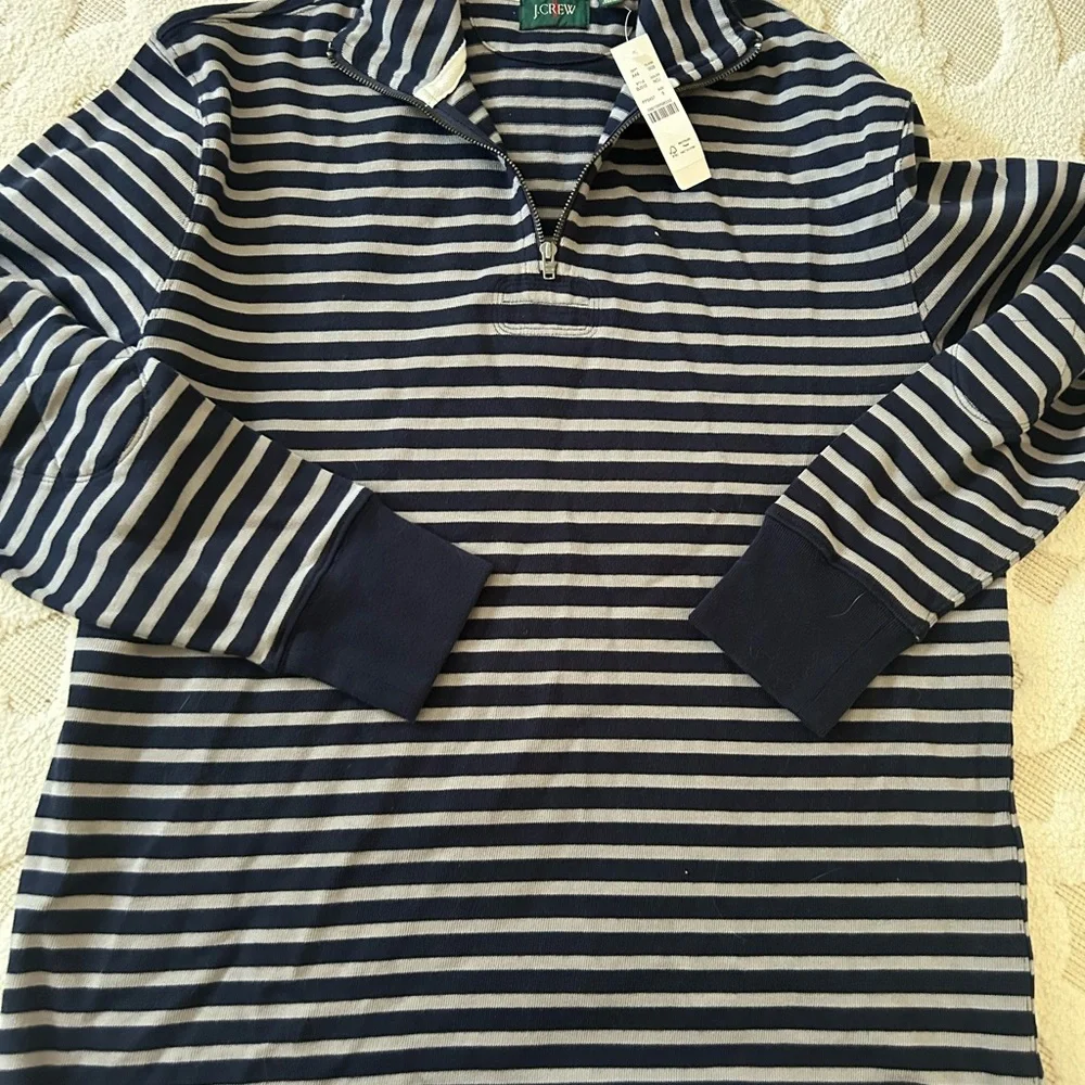 Jcrew half zip rugby shirt in stripe blue mens size small